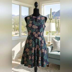 Boho Embroidered Floral Lace Fit Flare Work Play Cotton Vacation Dress